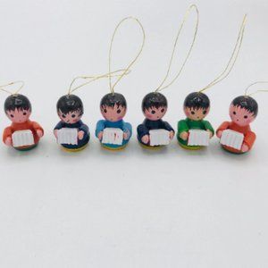 Vintage Wood singing Choir Christmas Ornaments - 1 3/4"